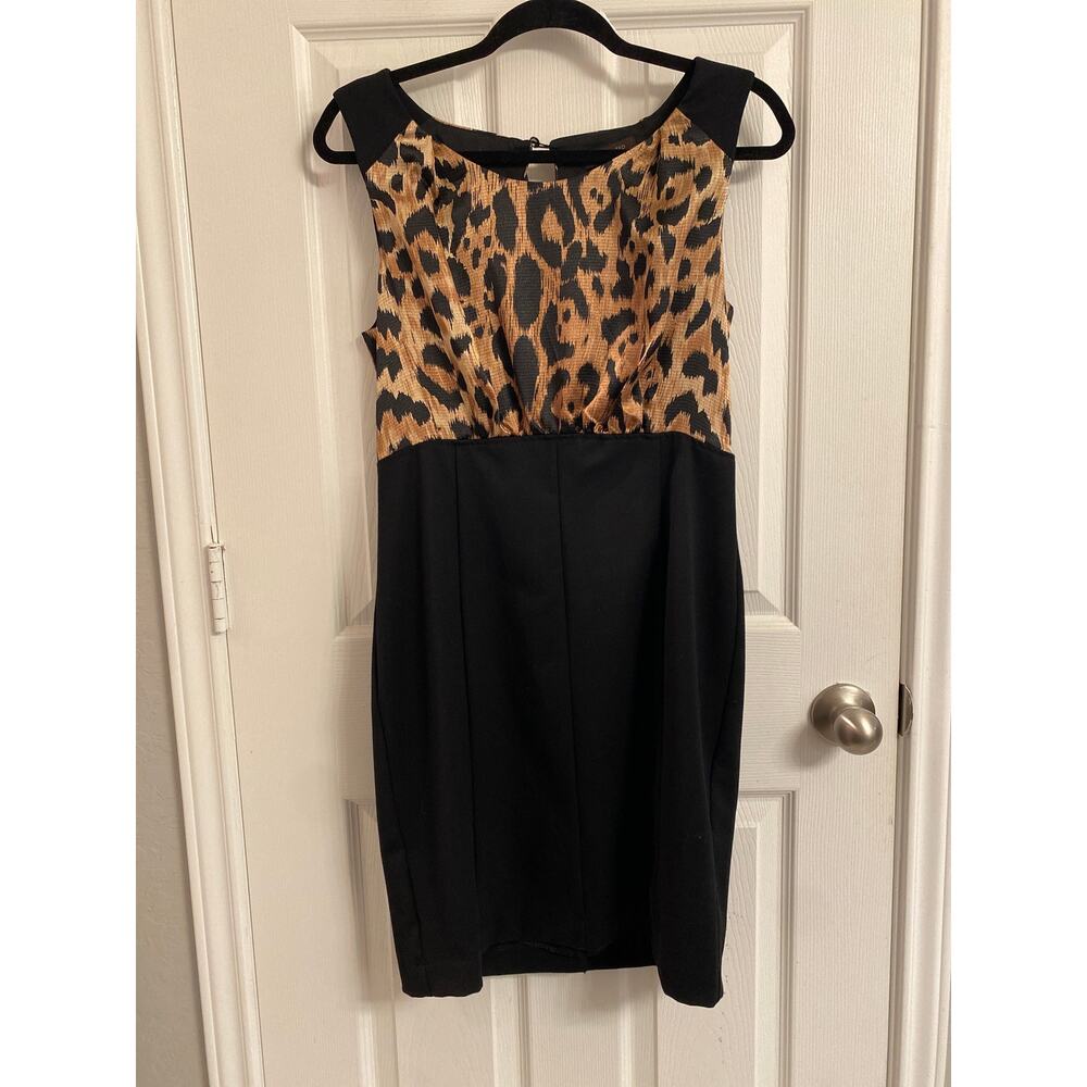 Career Leopard Print Colorblock Sheath Dress Size 8 Limited Collection